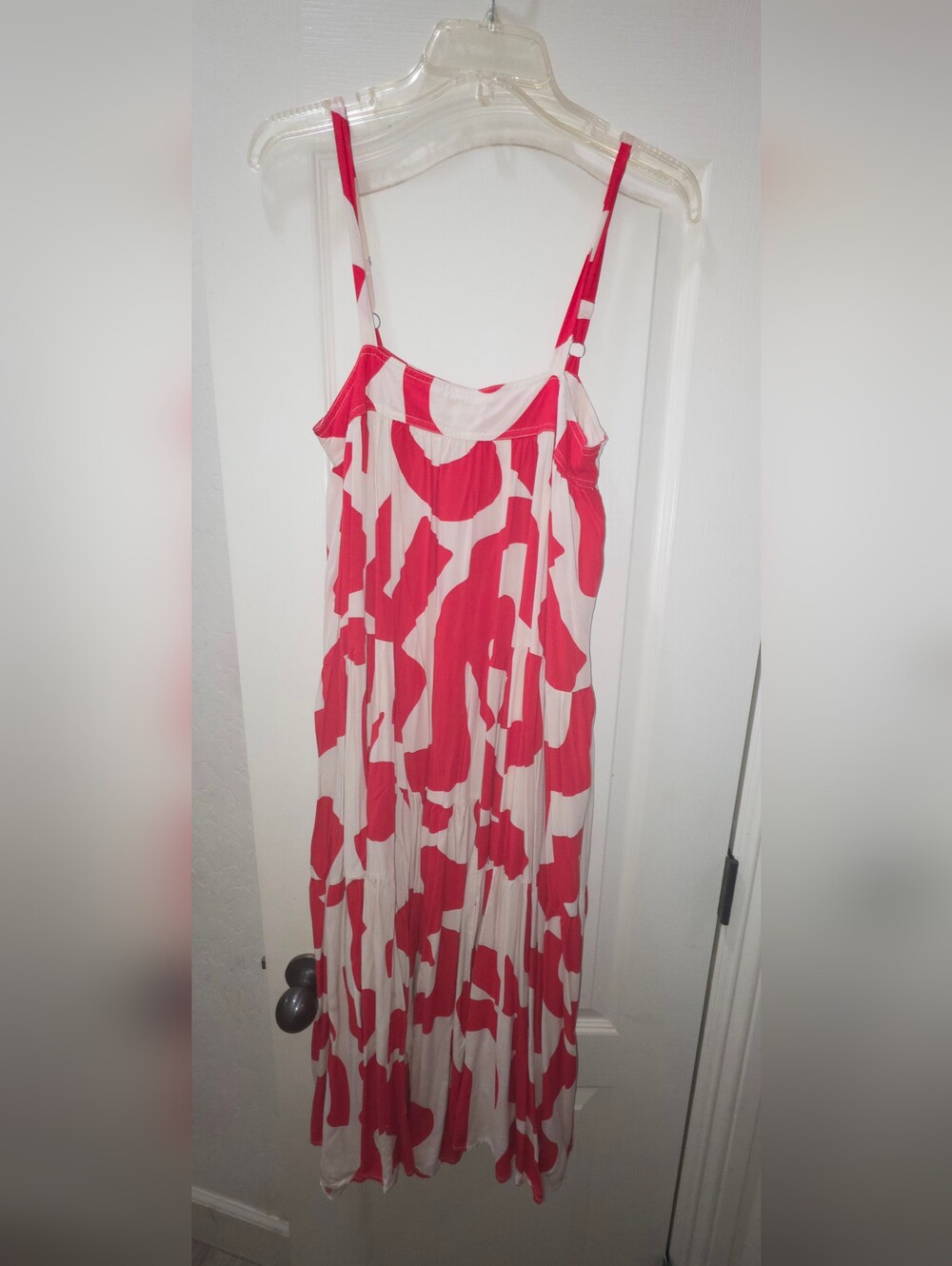Abel The Label - Red and White Abstract Print Maxi Dress